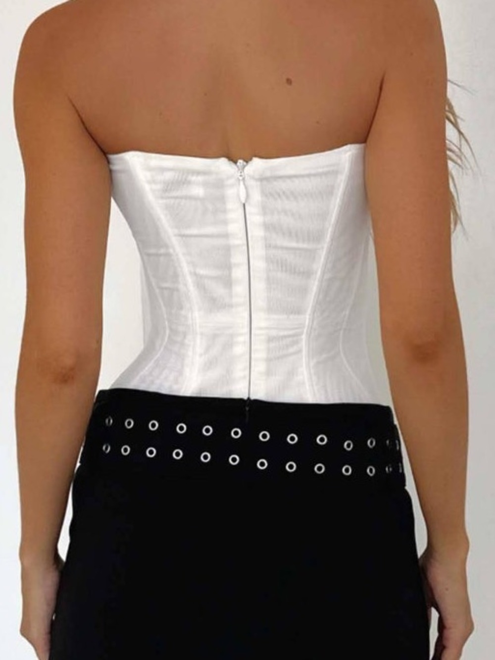 NWT Outcast XS SOLA MESH CORSET TOP WHITE bustier shaping flattering cream - Picture 7 of 14